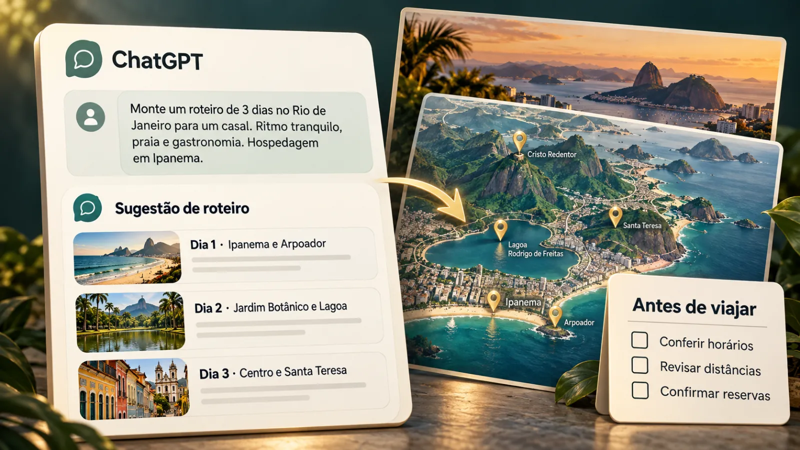 Roteiro de viagem no ChatGPT: o prompt que funciona (e seus limites)